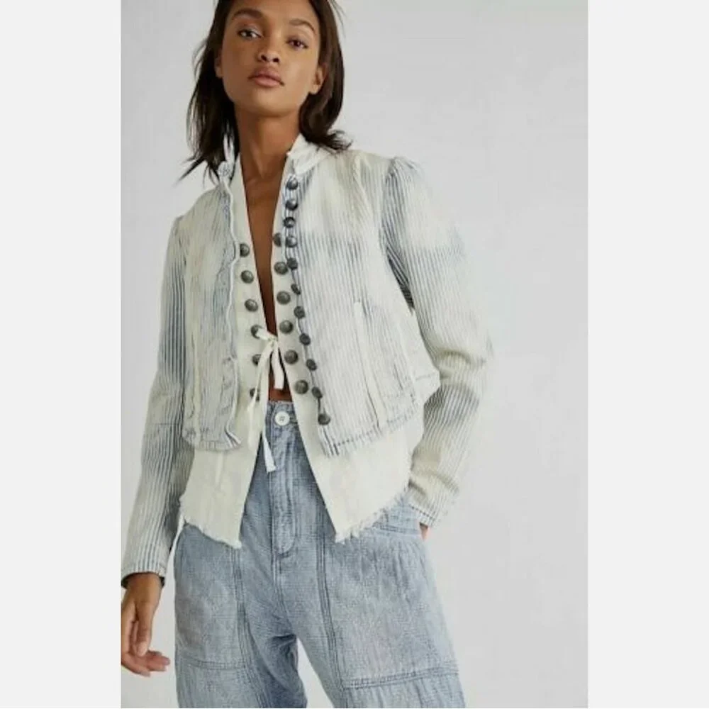 Free People Bleached Out Indigo Cassie Jacket